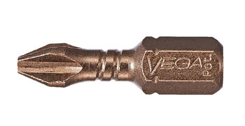 Vega Tools Impactech #2 Phillips Insertar Broca impulsora P125P2A-C5 - Acero S2 Modificado - 1 pulg. Longitud - Bronce Gunmetal acabado - 02050