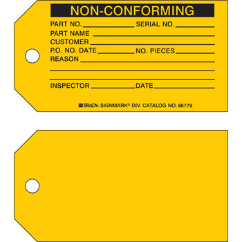 Imágen de Brady Negro sobre amarillo Cartulina 86779 Etiqueta de estado de producción (Imagen principal del producto)