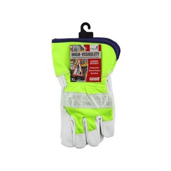 Global Glove 1100GHV Amarillo/verde reflectante Grande Cuero Piel de cabra Cuero Guantes de trabajo - 1100ghv lg