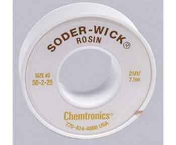 Chemtronics Soder-Wick #50 Trenza de desoldadura de núcleo de fundente de colofonia - Amarillo - 0.06 pulg. x 25 pies