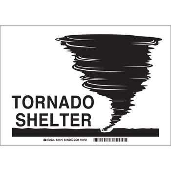 Imágen de Brady B-120 Poliéster reforzado con fibra de vidrio Rectángulo Blanco Inglés Cartel de refugio para tornado 75970 (Imagen principal del producto)