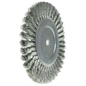 Weiler 08395 Wheel Brush - 8 in Dia - Knotted - Standard Twist Stainless Steel Bristle
