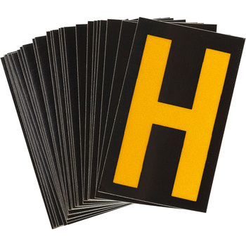 Imágen de Brady Bradylite Amarillo sobre negro Reflectante Exterior Carta 5905-H Etiqueta en forma de letra (Imagen principal del producto)