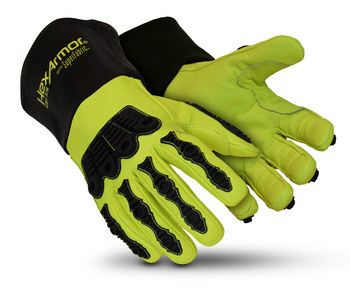 HexArmor Chrome Series Chrome Series Negro/Amarillo de alta visibilidad 8 Cuero de Piel de cabra/SuperFabric Piel de cabra Corte y Cosido Guantes para soldadura resistentes al calor - 4084 sz 8