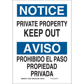 Imágen de Brady B-401 Poliesterino de alto impacto Rectángulo Blanco Inglés/Español Cartel de área restringida 125059 (Imagen principal del producto)