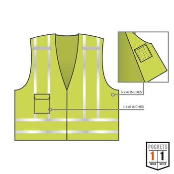 Ergodyne Glowear 8244PSV Chaleco de alta visibilidad 21364 - tamaño Mediano/Grande - Poliéster - Lima de alta visibilidad - ANSI clase 2