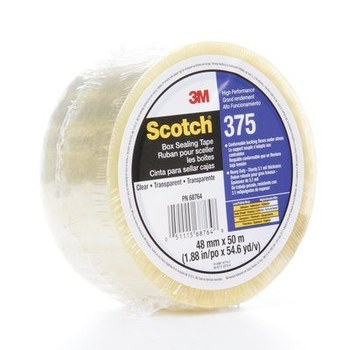 3M Scotch 375 Transparente Cinta de sellado de cajas - 48 mm Anchura x 50 m Longitud - 3.1 mil Espesor - 68764