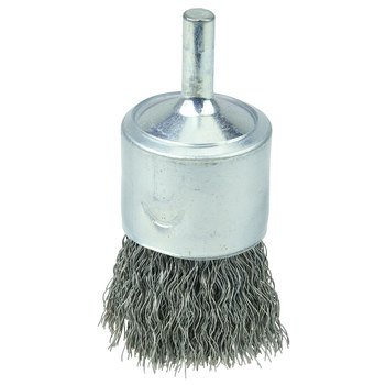 Weiler Acero Cepillo de copa - Accesorio Vástago sin rosca - Diámetro 1 pulg. - Diámetro de la cerda 0.010 pulg. - Estilo del cepillo: estándar - 11007