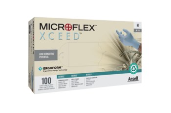 Ansell MICROFLEX XC-310CP Azul Extrapequeño Nitrilo Guantes de examen desechables - Grado Examen - Longitud 9.45 pulg. - 076490-78865