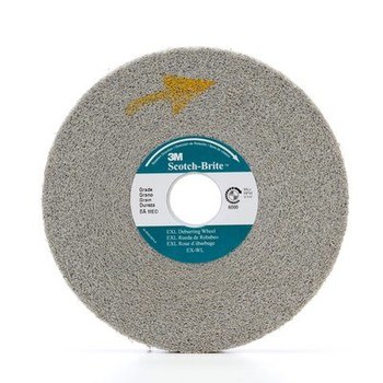 3M Scotch-Brite Convoluto Óxido de aluminio Mediano Rueda de desbaste - Mediano grado - Accesorio Eje - Diámetro 6 pulg. - Agujero Central 1 pulg. - Grosor 1/2 pulg. - 13616