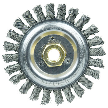 Weiler Roughneck 09856 Wheel Brush - 5 in Dia - Knotted - Stringer Bead Steel Bristle