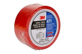 3M 471 Rojo Cinta de marcado - 2 pulg. Anchura x 36 yd Longitud - 5.2 mil Espesor - Un solo lado Adhesiva - 68866