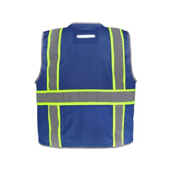 Global Glove FrogWear HV Chaleco de topógrafo de alta visibilidad GLO-067B-LG - tamaño Grande - Malla Poliéster - Azul y amarillo/verde de alta visibilidad - glo-067b lg