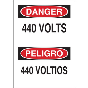 Imágen de Brady B-302 Poliéster Rectángulo Blanco Inglés/Español Cartel de seguridad eléctrica 90820 (Imagen principal del producto)
