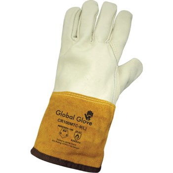 Global Glove CR100MTC Blanco Grande Cuero Grano Cuero vacuno Guante para soldadura - cr100mtc lg
