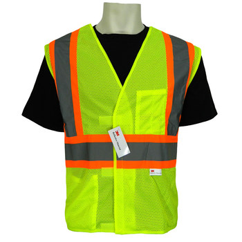 Imágen de Global Glove Frogwear GLO-002BA Amarillo fluorescente/Naranja/Plateado Grande/XG Poliéster Malla Chaleco de alta visibilidad (Imagen principal del producto)