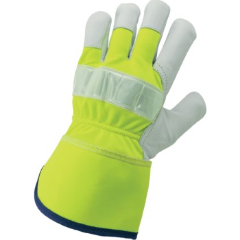 Global Glove 1100GHV Amarillo/verde reflectante Grande Cuero Piel de cabra Cuero Guantes de trabajo - 1100ghv lg