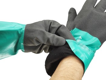 Ansell AlphaTec B58-530 Mar verde/antracita gris 9 Nitrilo Apoyado Guante resistente a productos químicos - acabado Áspero - 076490-23811