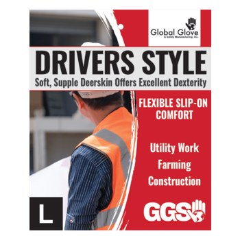 Global Glove 3200DST Dorado Grande Cuero Gamuza Cuero Guante para conductor - Pulgar recto - 816368-02504