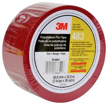 3M 483 Rojo Cinta aeroespacial - 2 pulg. Anchura x 36 yd Longitud - 5 mil Espesor - Un solo lado Adhesiva - 68841
