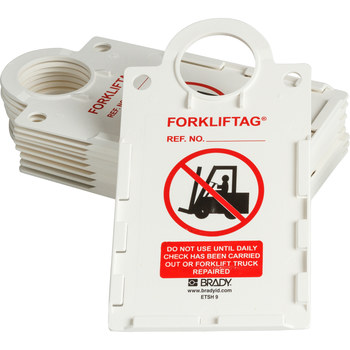 Imágen de Brady Forkliftag Negro/Rojo sobre blanco FLT-ETSH9 Soporte de etiqueta para montacargas (Imagen principal del producto)