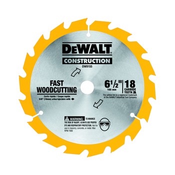 Imágen de Hoja de sierra circular Construction DW9155 de Carburo de tungsteno por 6 1/2 pulg. de DEWALT (Imagen principal del producto)