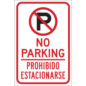 Imágen de Brady B-959 Aluminio Rectángulo Blanco Inglés Cartel de información, restricción y permiso de estacionamiento 141819 (Imagen principal del producto)