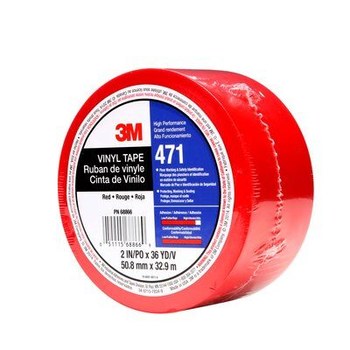 3M 471 Rojo Cinta de marcado - 2 pulg. Anchura x 36 yd Longitud - 5.2 mil Espesor - Un solo lado Adhesiva - 68866