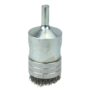 Weiler Stainless Steel Cup Brush - Unthreaded Stem Attachment - 1 in Diameter - 0.010 in Bristle Diameter - 11115