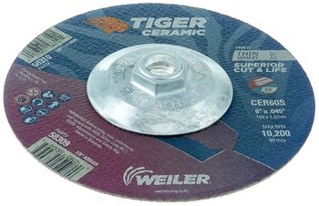 Weiler Tiger Ceramic Rueda de corte 58310 - Tipo 27 (centro hundido) - 6 pulg. - Cerámico - 60