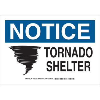 Imágen de Brady B-302 Poliéster Rectángulo Blanco Inglés Cartel de refugio para tornado 127352 (Imagen principal del producto)