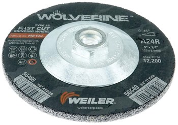 Weiler Wolverine Rueda esmeriladora de superficie 56449 - 5 pulg. - Óxido de aluminio - 24 - R