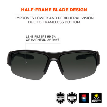 Ergodyne Skullerz Dagr Universal Policarbonato Lentes de seguridad lente Humo - Medio marco - 720476-52030