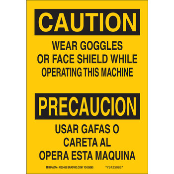 Imágen de Brady B-555 Aluminio Rectángulo Amarillo Inglés/Español Cartel de seguridad del equipo 125481 (Imagen principal del producto)