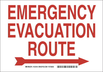 Imágen de Brady B-302 Poliéster Rectángulo Blanco Inglés Cartel de ruta de evacuación 132166 (Imagen principal del producto)