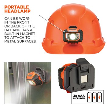 Ergodyne Skullerz 8972LED Casco 60147 - 4 puntos Trinquete suspensión - Naranja