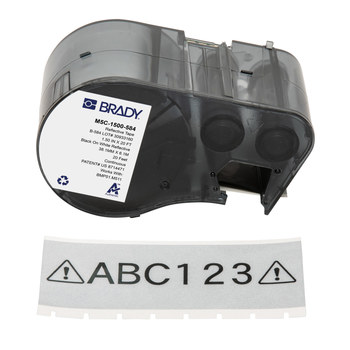 Brady M5C-1500-584 Etiquetas retro reflectantes para todo tipo de clima - 1.5 pulg. x 20 pies - Plástico - Negro sobre blanco - B-584