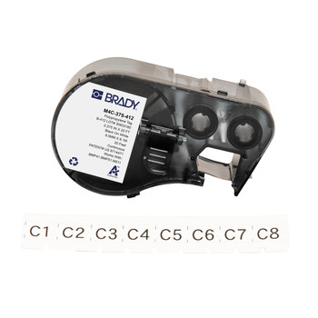 Brady M4C-375-412 Insertos/etiquetas de alta resistencia a la tracción - 0.375 pulg. x 20 pies - Polipropileno - Negro sobre blanco - B-412