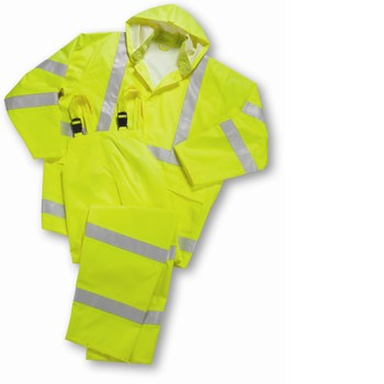 Imágen de West Chester 4033 Verde lima de alta visibilidad Mediano Poliéster/poliuretano Traje de lluvia (Imagen principal del producto)
