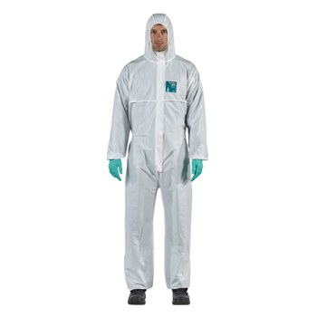 Ansell Microchem AlphaTec Overol resistente a productos químicos 68-1800 WH18-B-92-111-08 - tamaño 4XG - Polietileno - Blanco - 06273