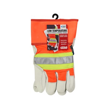 Global Glove Premium-Grade 2950HV Naranja de alta vis. Grande Cuero vacuno Guantes para condiciones frías - Insulación Cold Keep - 2950hv lg