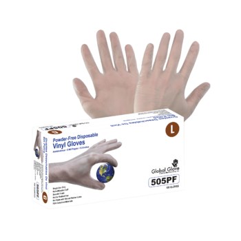Global Glove 505PF Blanco Grande Vinilo Guantes desechables - Grado Industrial - 505pf lg