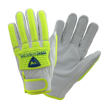 West Chester 9916 Gris/Verde de alta vis. 3XL Cuero Grano Piel de cabra Cuero Guante para conductor - 662909-07864