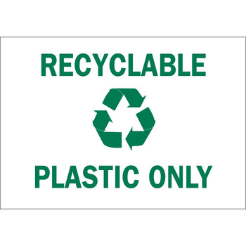 Imágen de Brady B-120 Poliéster reforzado con fibra de vidrio Rectángulo Blanco Inglés Letrero de reciclaje 70608 (Imagen principal del producto)