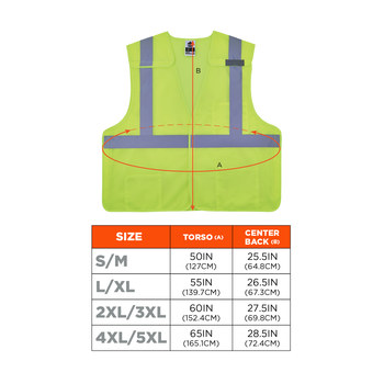 Ergodyne GloWear 8217BA Chaleco de alta visibilidad 21525 - tamaño Grande/XG - Poliéster - Lima - ANSI clase 2 (sin mangas)