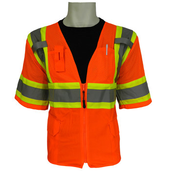 Imágen de Global Glove Frogwear GLO-147 Contraste de lima/naranja Grande Malla Chaleco de alta visibilidad (Imagen principal del producto)
