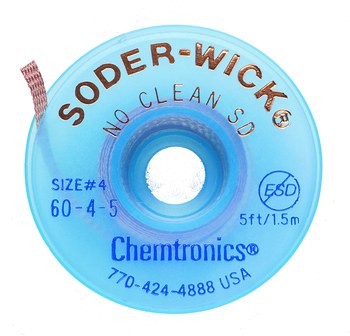 Imágen de Chemtronics Soder-Wick - 60-4-5 Trenza de desoldadura de revestimiento de fundente sin limpieza (Imagen principal del producto)