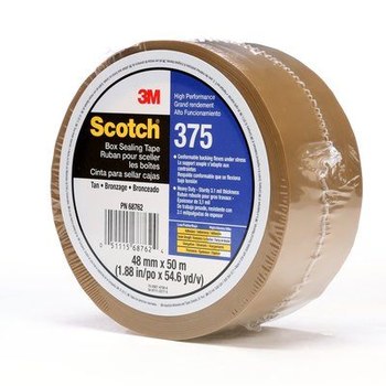 3M Scotch 375 Tostado Cinta de sellado de cajas - 48 mm Anchura x 50 m Longitud - 3.1 mil Espesor - 68762