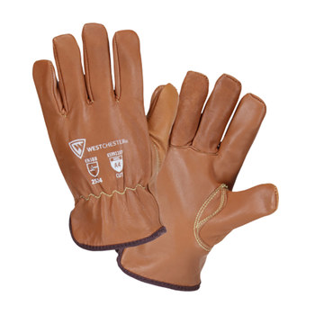 West Chester Oil Armor KS9911KP Marrón Grande Cuero Grano Piel de cabra Cuero Guante para conductor - Pulgar montado - 662909-02876