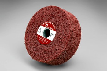3M Scotch-Brite Convoluto Óxido de aluminio Mediano Rueda de desbaste - Grueso grado - Accesorio Eje - Diámetro 6 pulg. - Agujero Central 1 pulg. - Grosor 2 pulg. - 01888